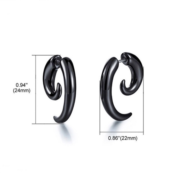 Any 2/$20! Black Swirl Faux Gauge Earrings - Picture 8 of 10